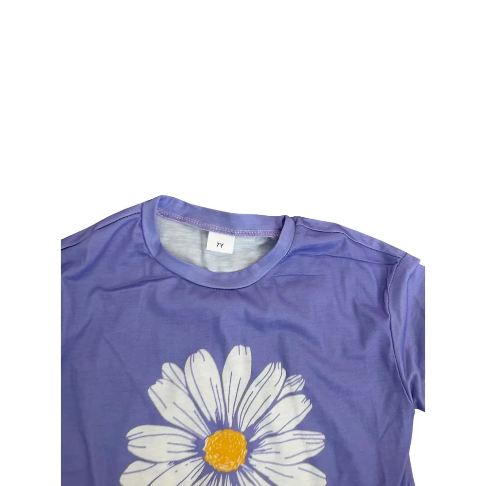 Kids SHEIN Purple Daisy Mini Outfit – 2 Piece Set – Size 7 Youth – NWOT‎
